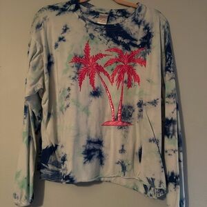 Tie-Dye Long Sleeve with Pink Palm Trees